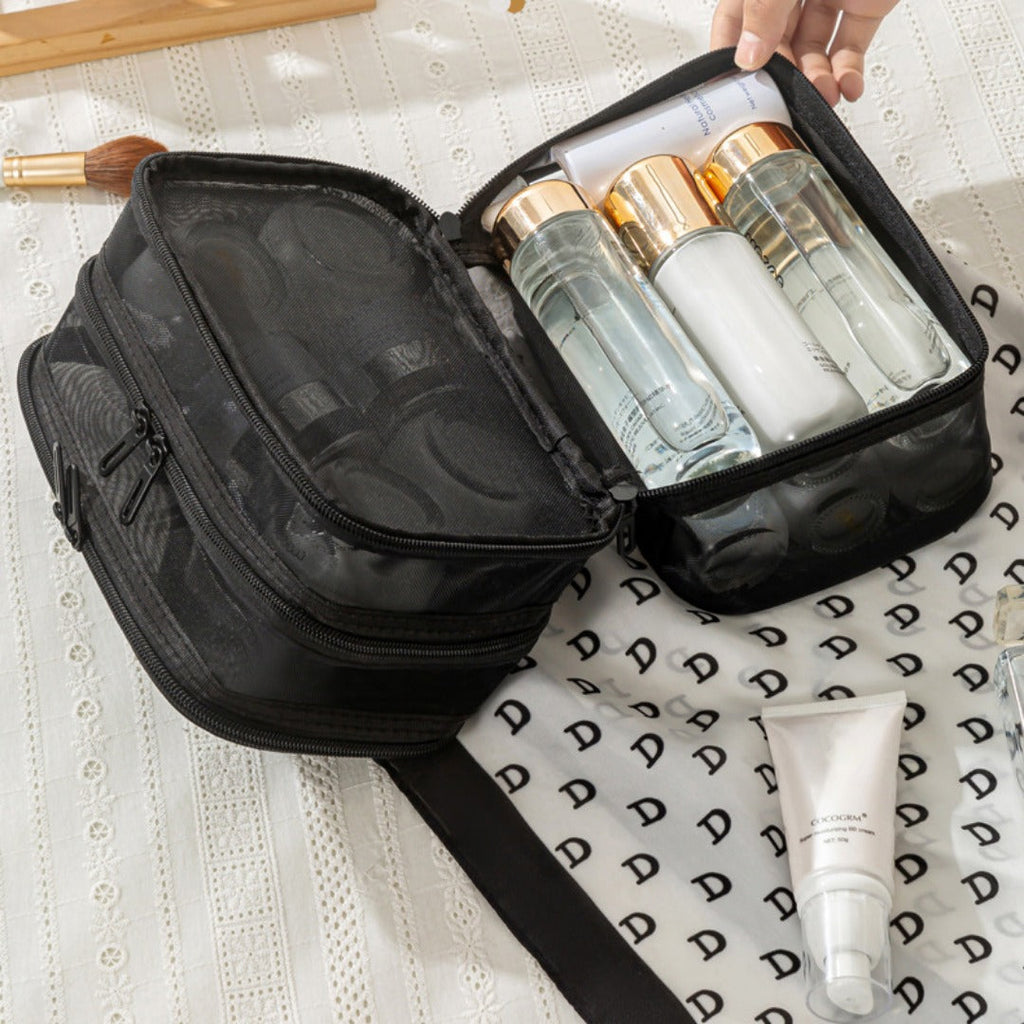 Mesh cosmetic bag, lightweight large capacity three-layer toilet bag, double-layer storage bag, travel mesh bag, tool storage box portable, Mesh ShowerTote Bag,