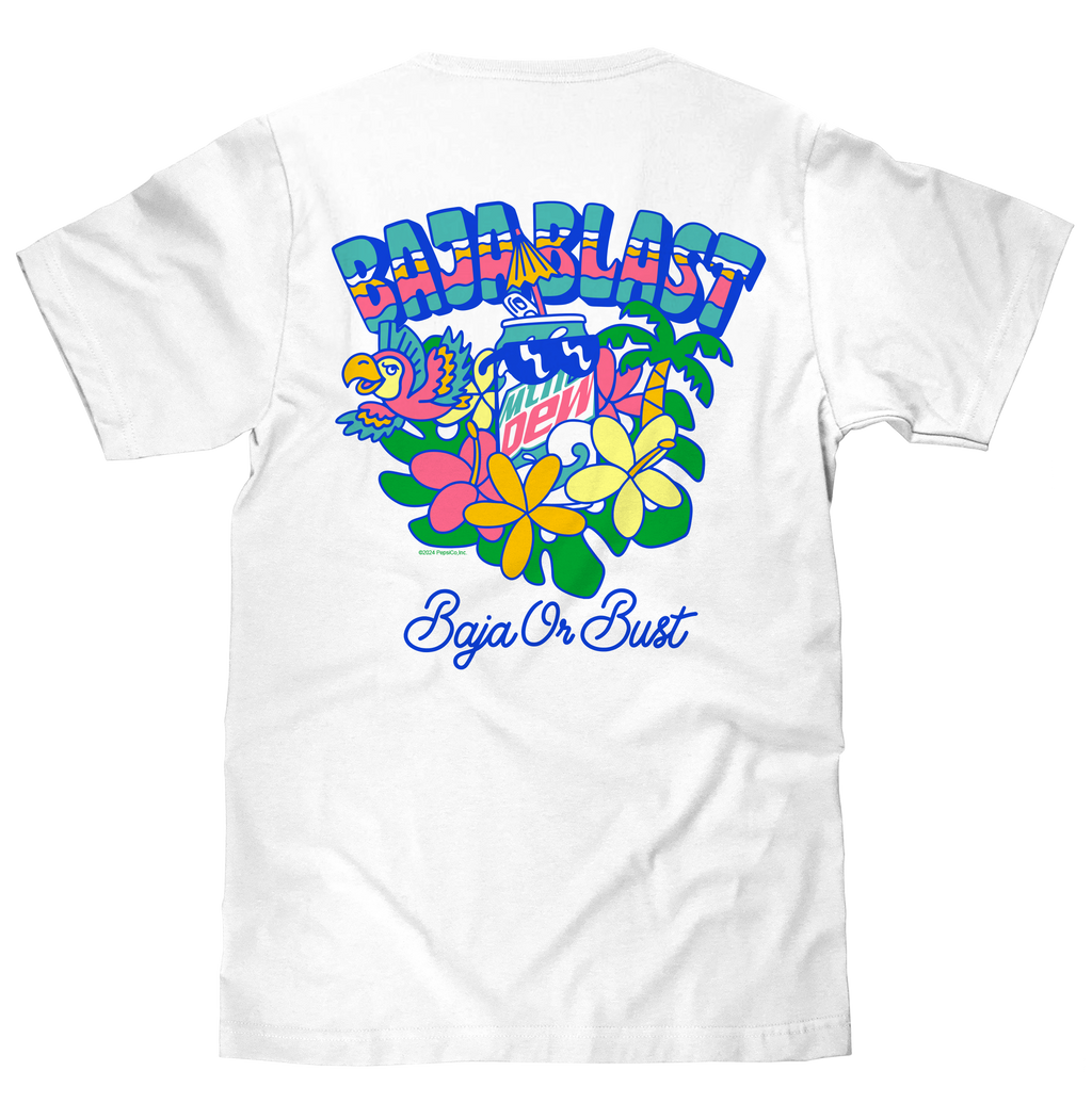 Mtn Dew Baja Blast Soda Tropical T-Shirt - White
