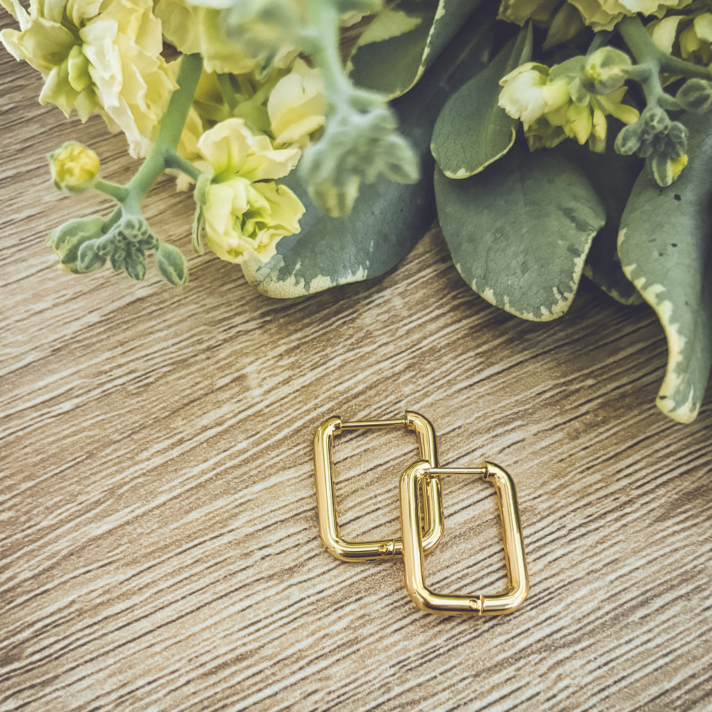 Beautiful Gold or Silver Everyday Square Earrings