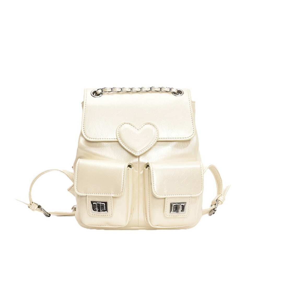 Love pattern women's backpack, versatile chain backpack, fashion travel small backpack purse women