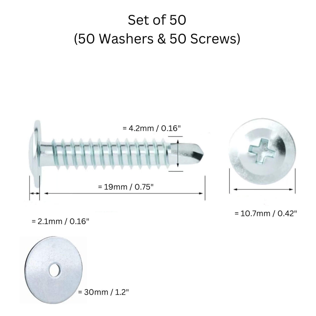 Self Drilling Screws and Washers – 50 Pieces