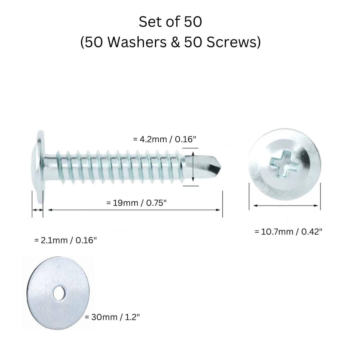 Self Drilling Screws and Washers – 50 Pieces