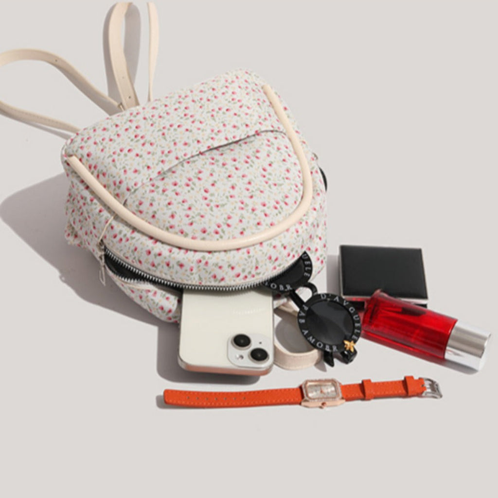 Mini retro floral small backpack, mini girl fashion backpack, small backpack purse for girls teens women