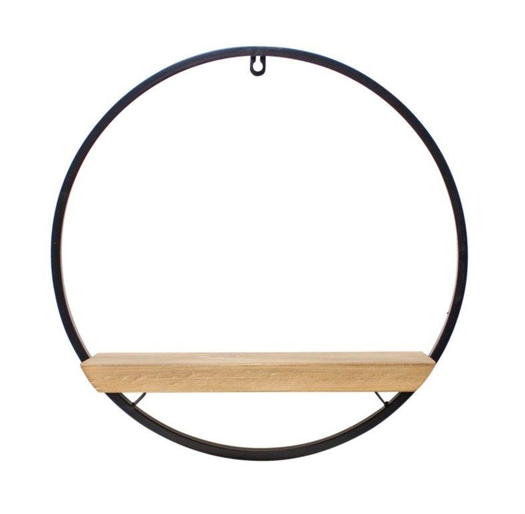 Wood and Iron Circle Shelf Rustic Wall Decor