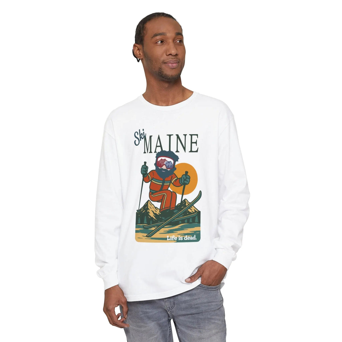 Ski Maine - Life is DeadMountain Collection Garment-Dyed Long Sleeve T-Shirt