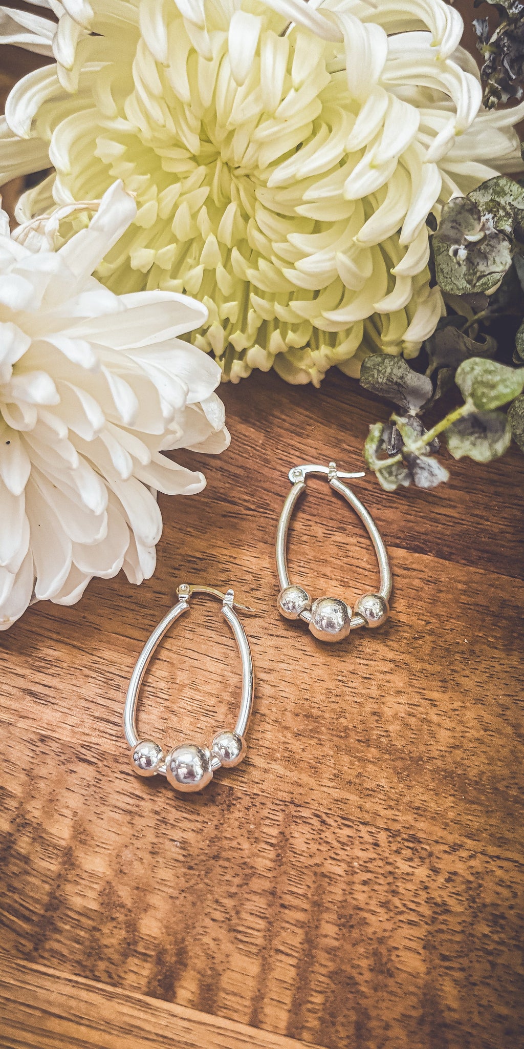 Beautiful Silver Hoop and Bauble Earrings