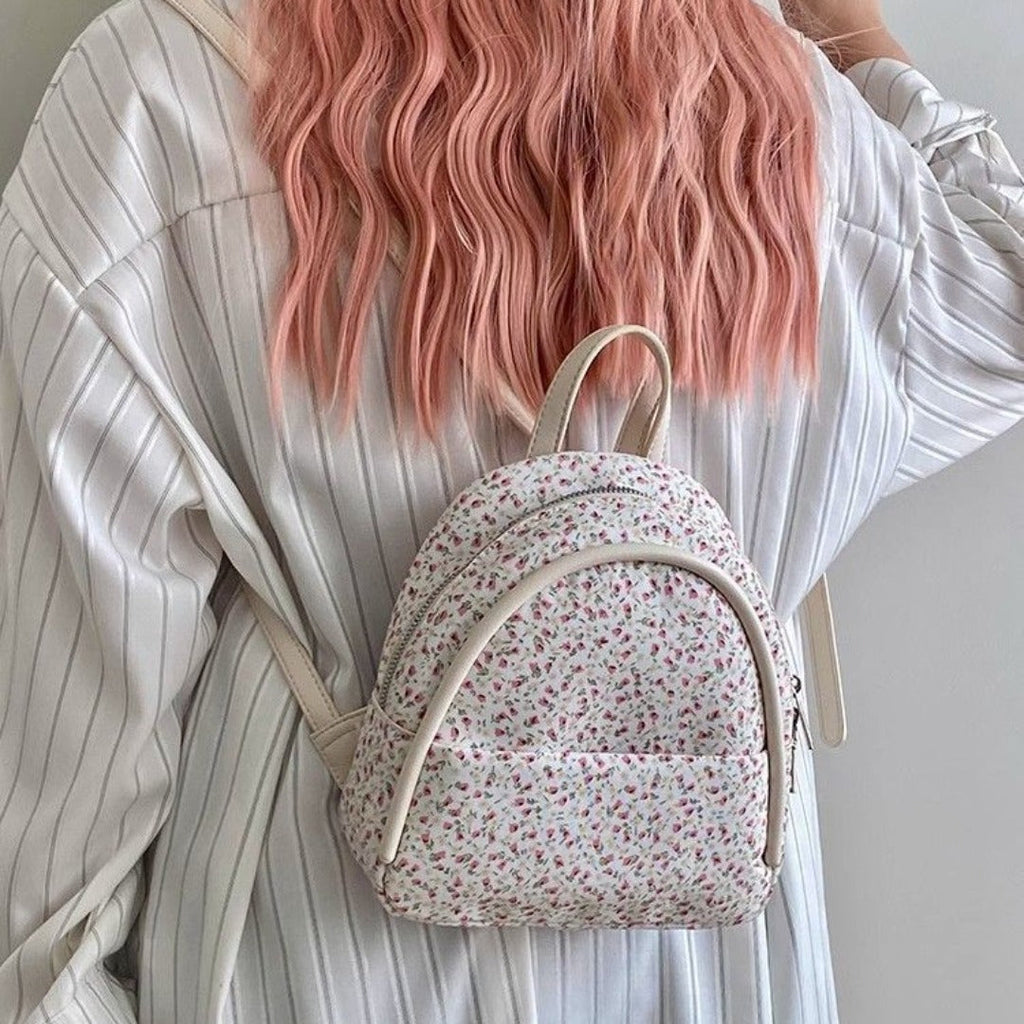 Mini retro floral small backpack, mini girl fashion backpack, small backpack purse for girls teens women