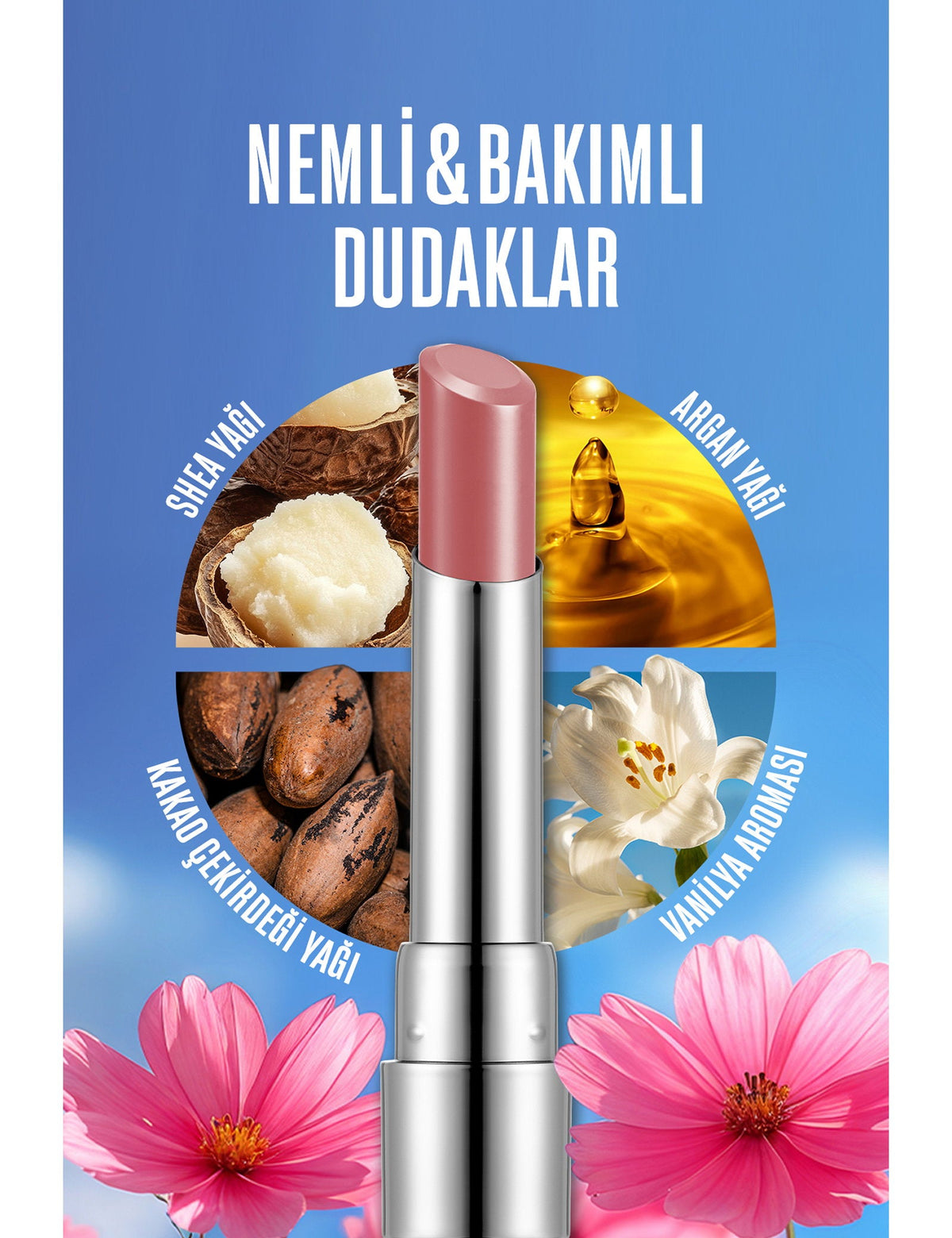 Flormar Sheer Up Moisturizing Lipstick Glossy Finish 3.3g