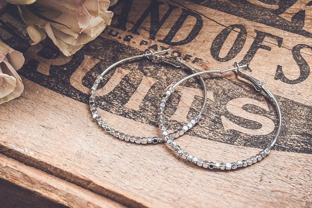 Beautiful Silver Glimmer Hoop Earrings