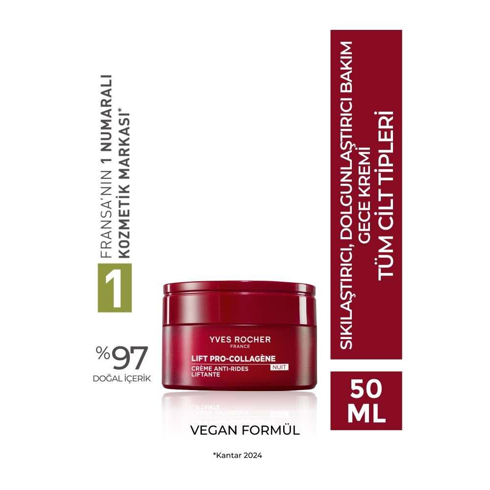 Yves Rocher Lift Pro Collagene Anti-Aging Night Cream - Natural Skincare with Plant-Based Collagen & Hyaluronic Acid