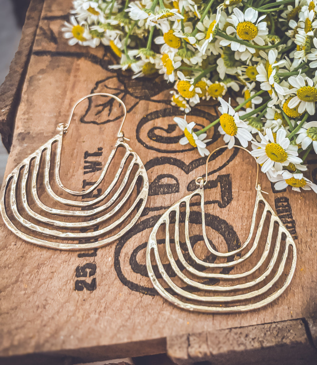Beautiful Geometric Gold Drop Earrings