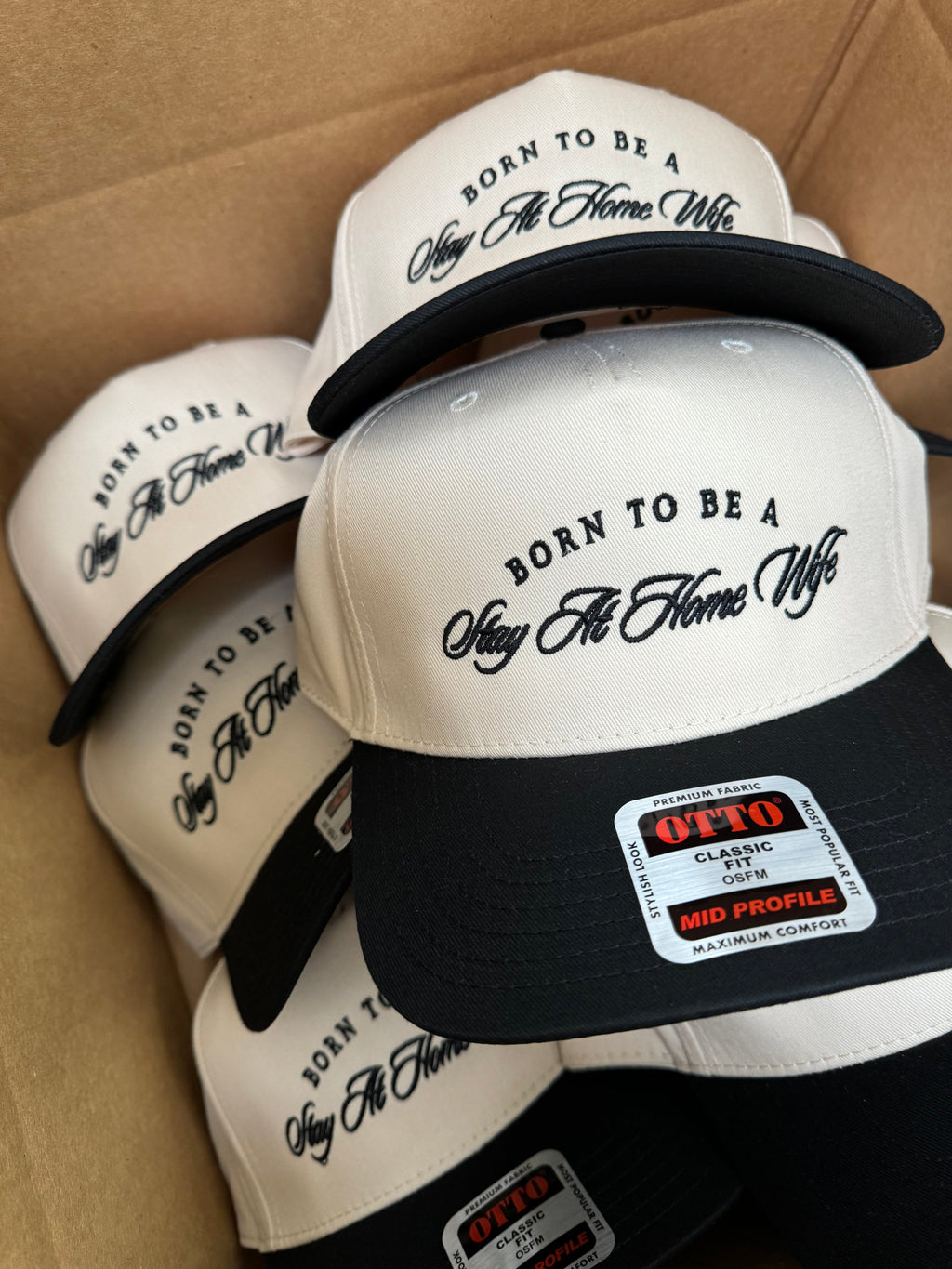 Born To Be A Stay At Home Wife - Black Vintage Trucker Hat