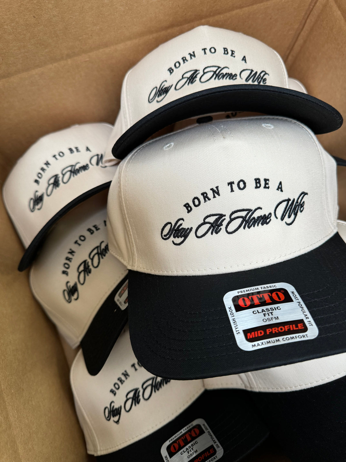 Born To Be A Stay At Home Wife - Black Vintage Trucker Hat