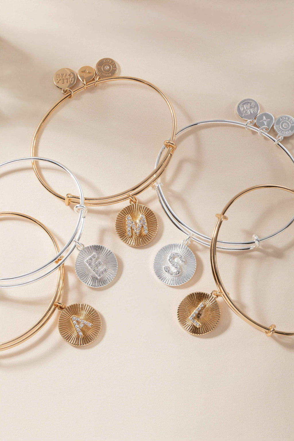 Initial L Pave Starburst Texture Bangle