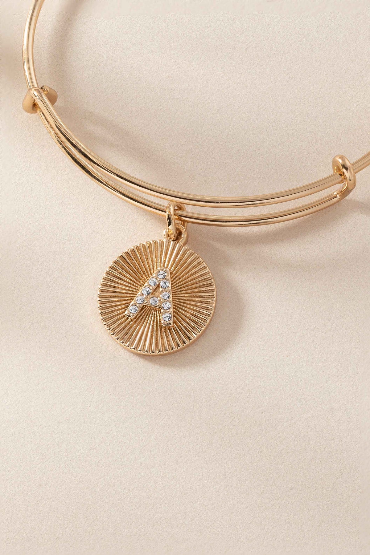Initial A Pave Starburst Texture Bangle