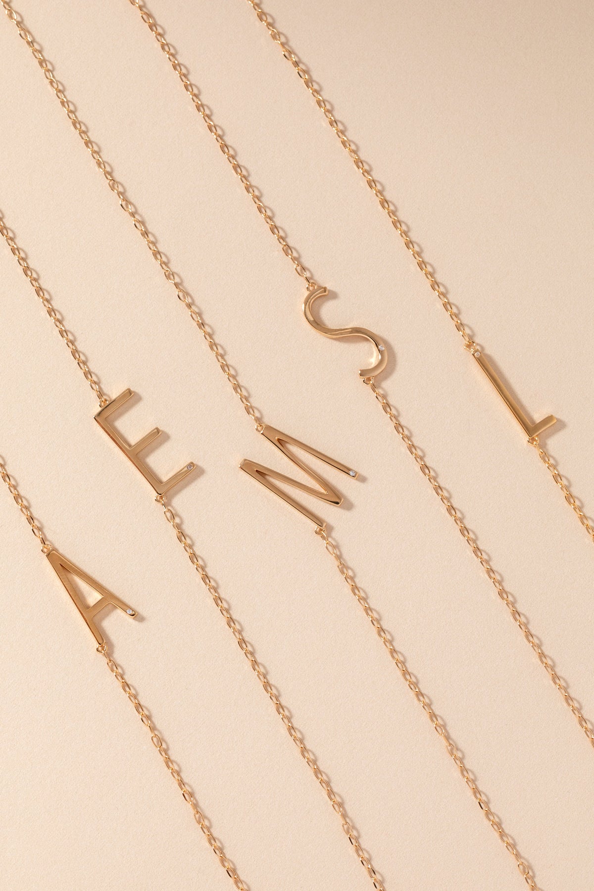 Initial E Precious Elongated Necklace
