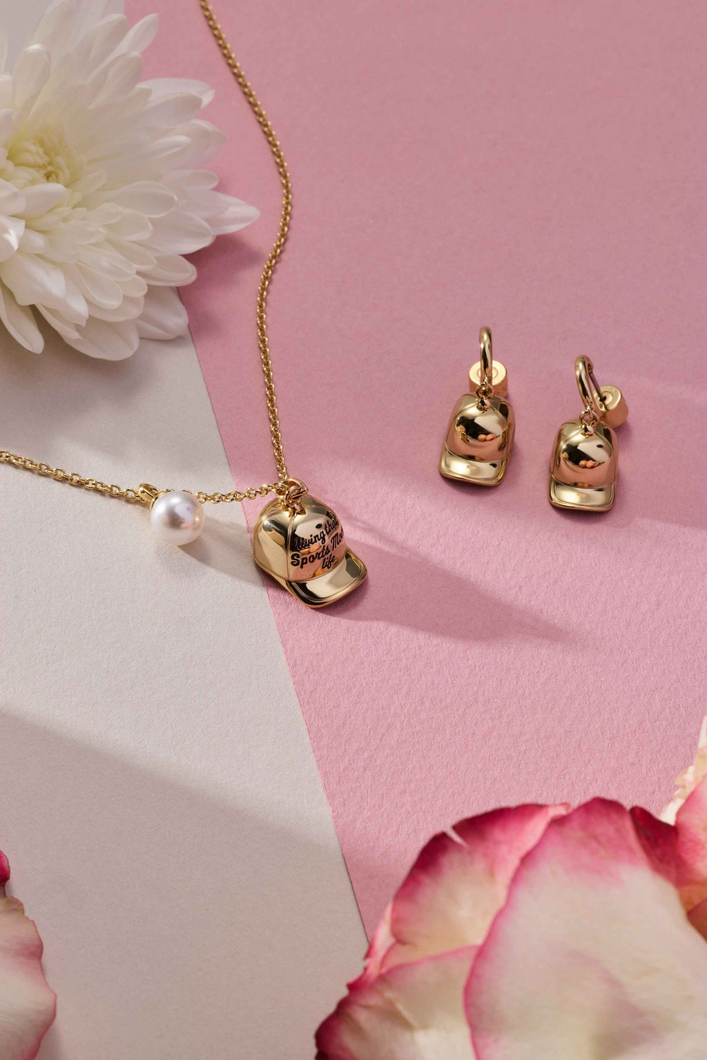 Baseball Cap Huggie Drop Earrings