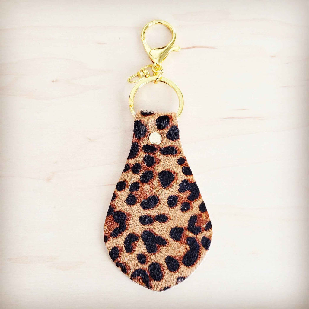 **Hair-on-Hide Leather Key Chain - Leopard 700z