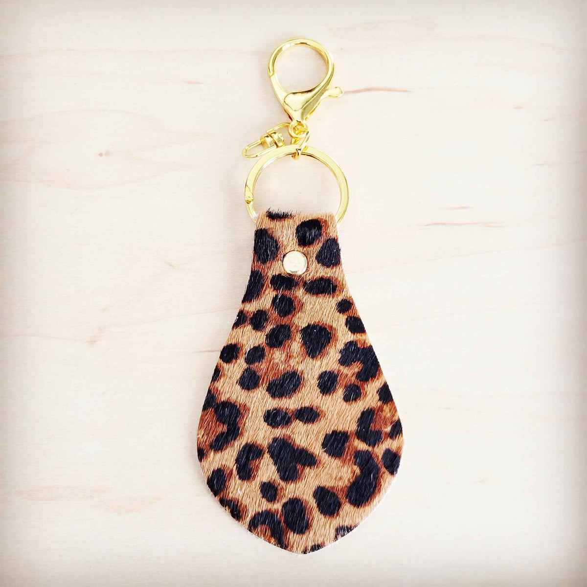 **Hair-on-Hide Leather Key Chain - Leopard 700z