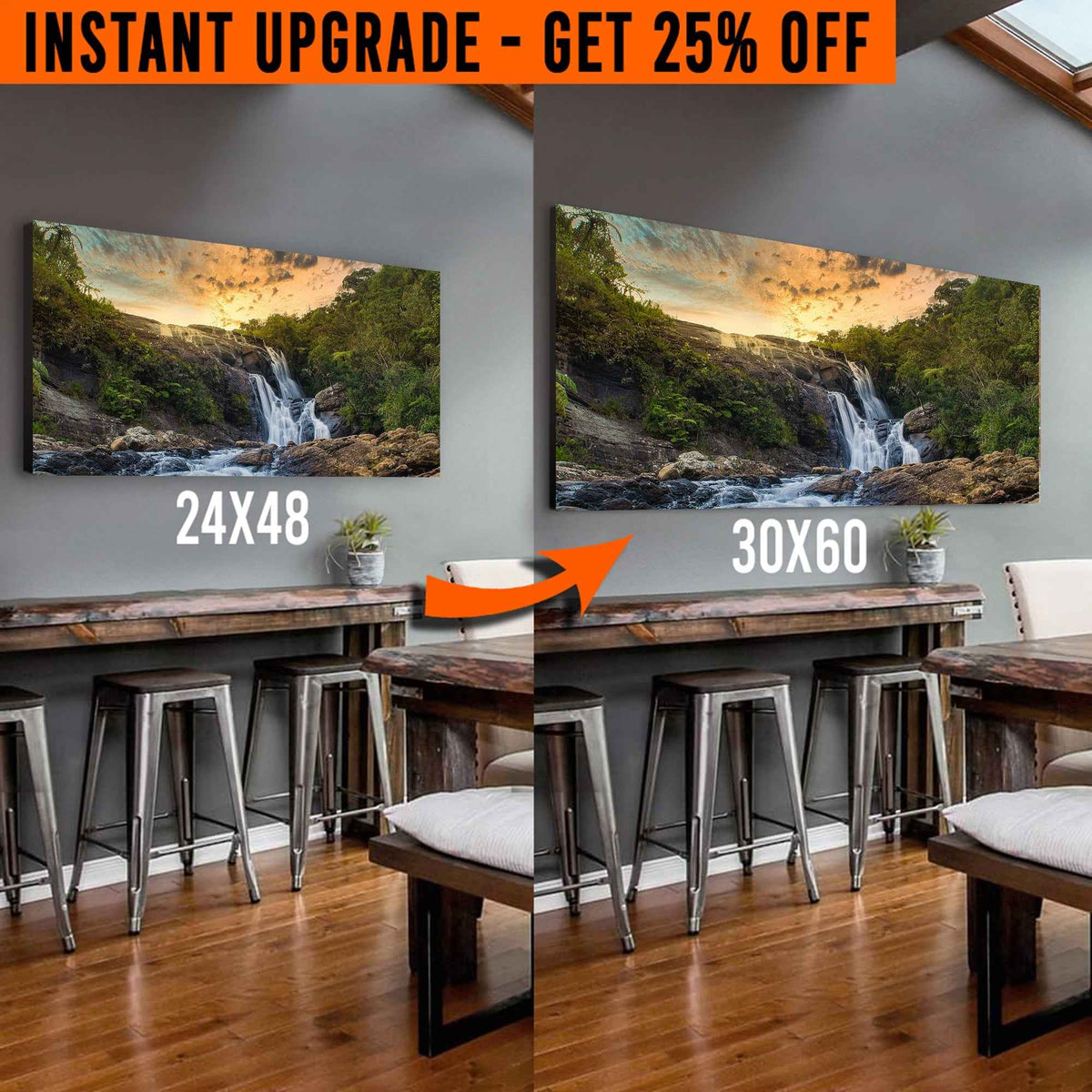 Upgrade Your 48x24 Inches 'Sunset Nature Wilderness' Canvas To 60x30 Inches