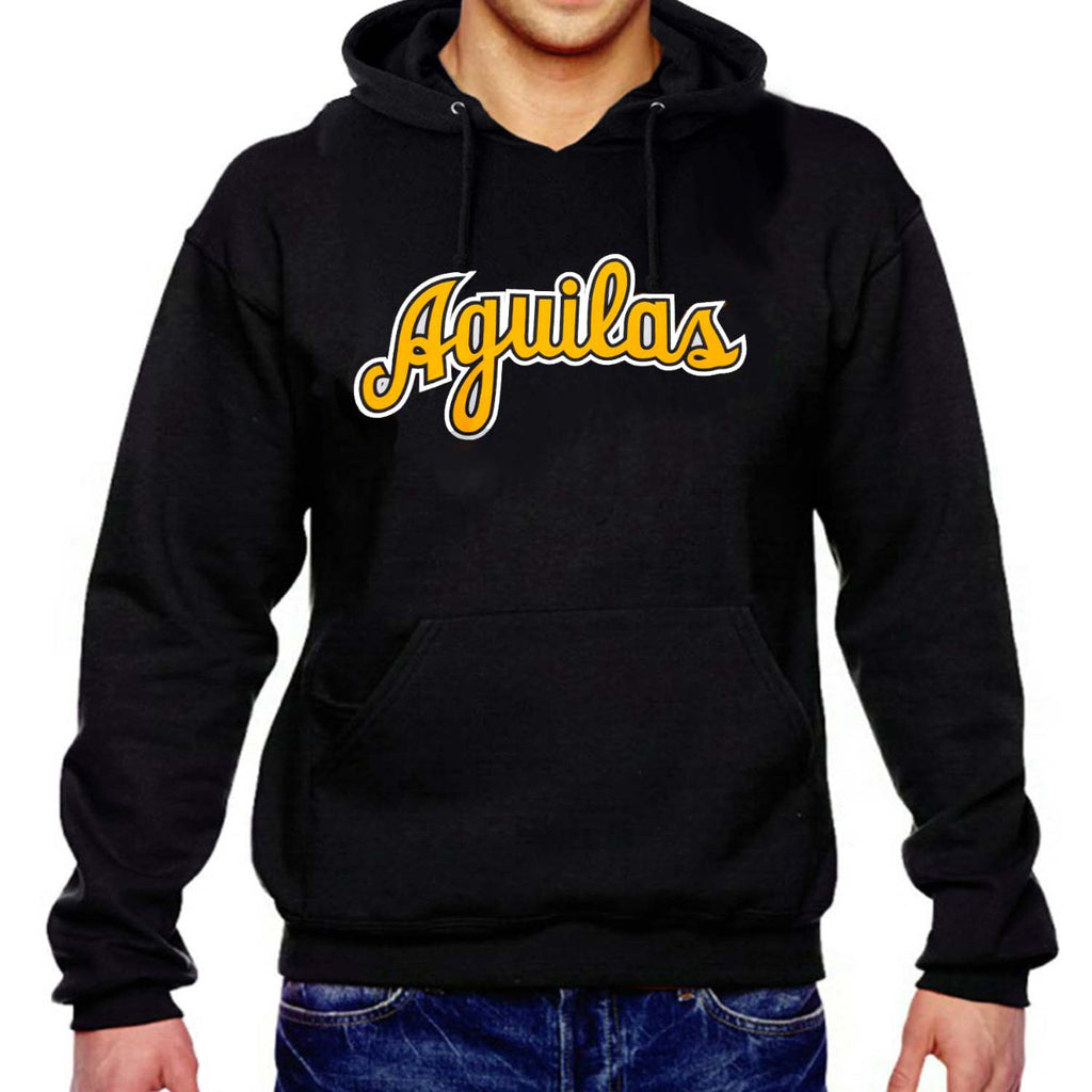 Aguilas Black Hoodie Yellow and White Logo
