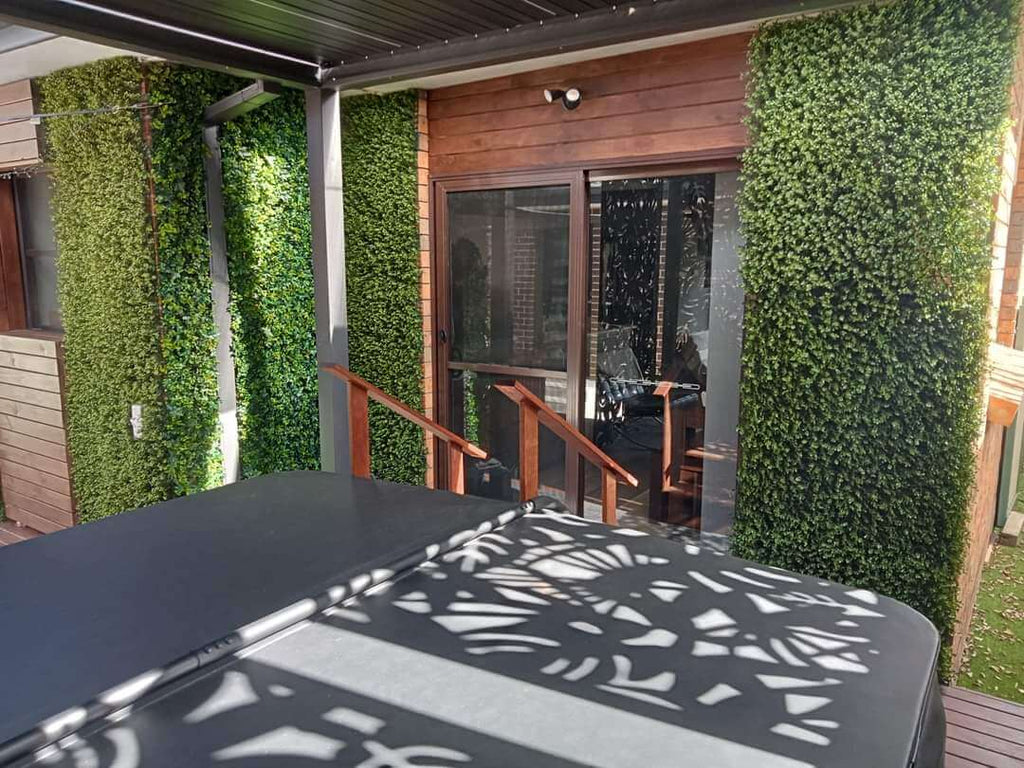 Natural Boxwood Artificial Vertical Garden Green Wall Panel 40×40in 11 SQ FT – UV Resistant – Commercial Grade