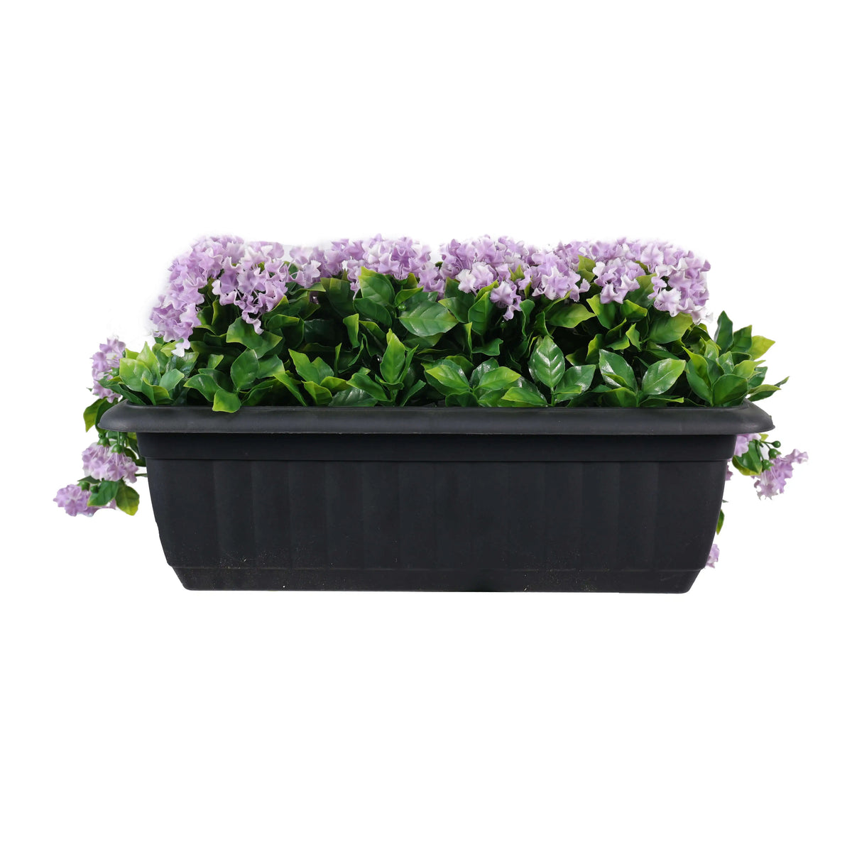 Artificial Window Box Planter – Draping Lilac Flowering (20×14in) – UV Resistant