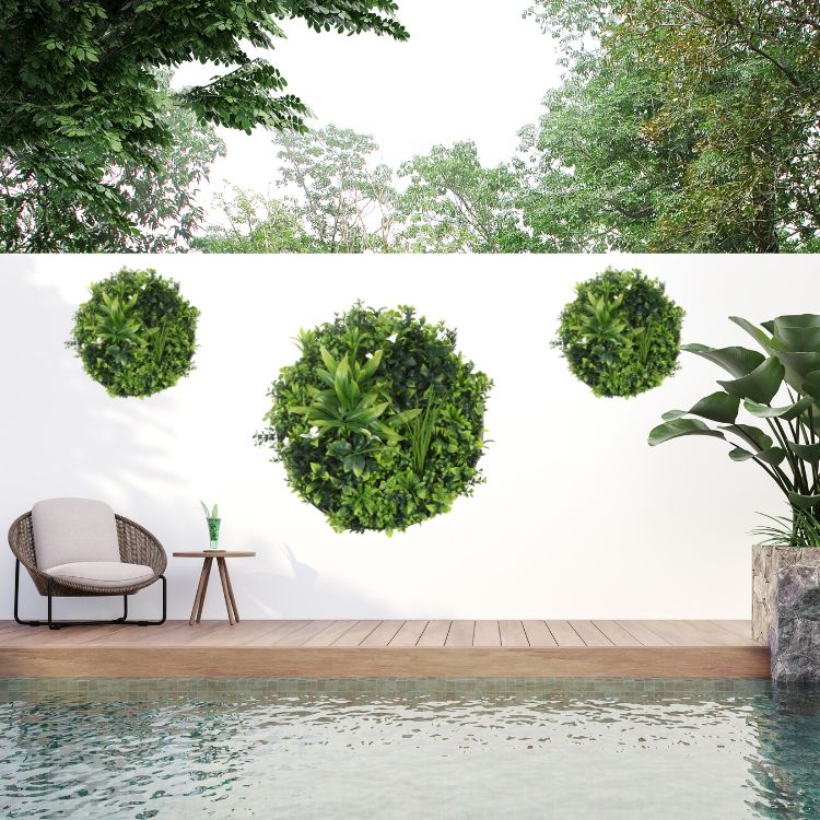 Artificial Green Wall Disc 20in – Black Frame – UV Resistant – Commercial Grade