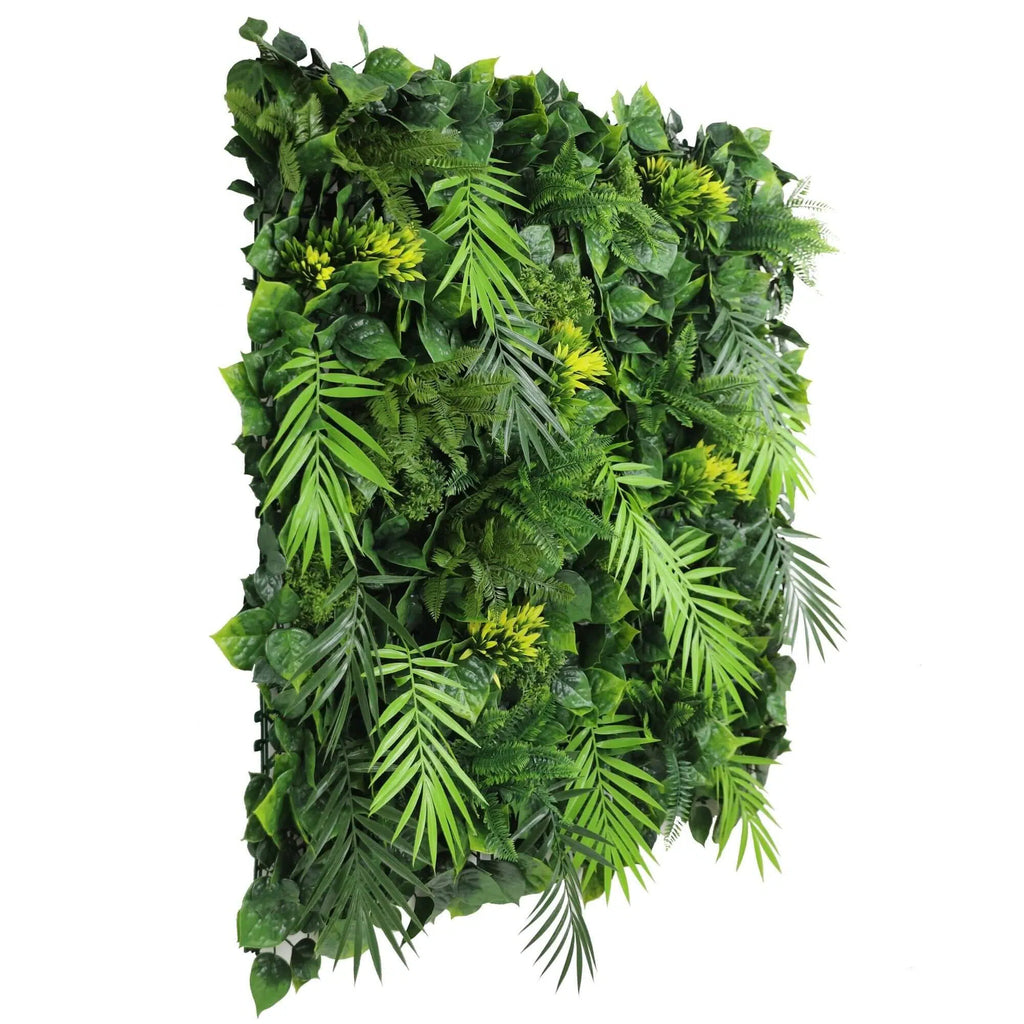 Hawaiian Sunrise Flowering Artificial Vertical Garden Green Wall Panel 40×40in 11 SQ FT – UV Resistant – Commercial Grade