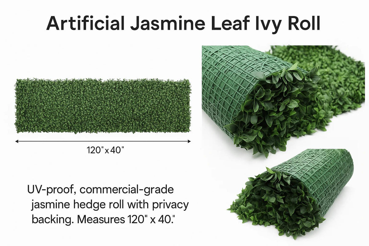 Forest Jasmine Artificial Hedge Screen Roll 10ft×3.3ft 33 SQ FT – UV Resistant – Commercial Grade