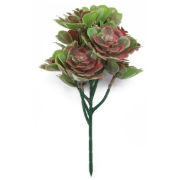 Red and Green Aeoniums Succulent Artificial Topiary Set of 5 11.8in – UV Resistant