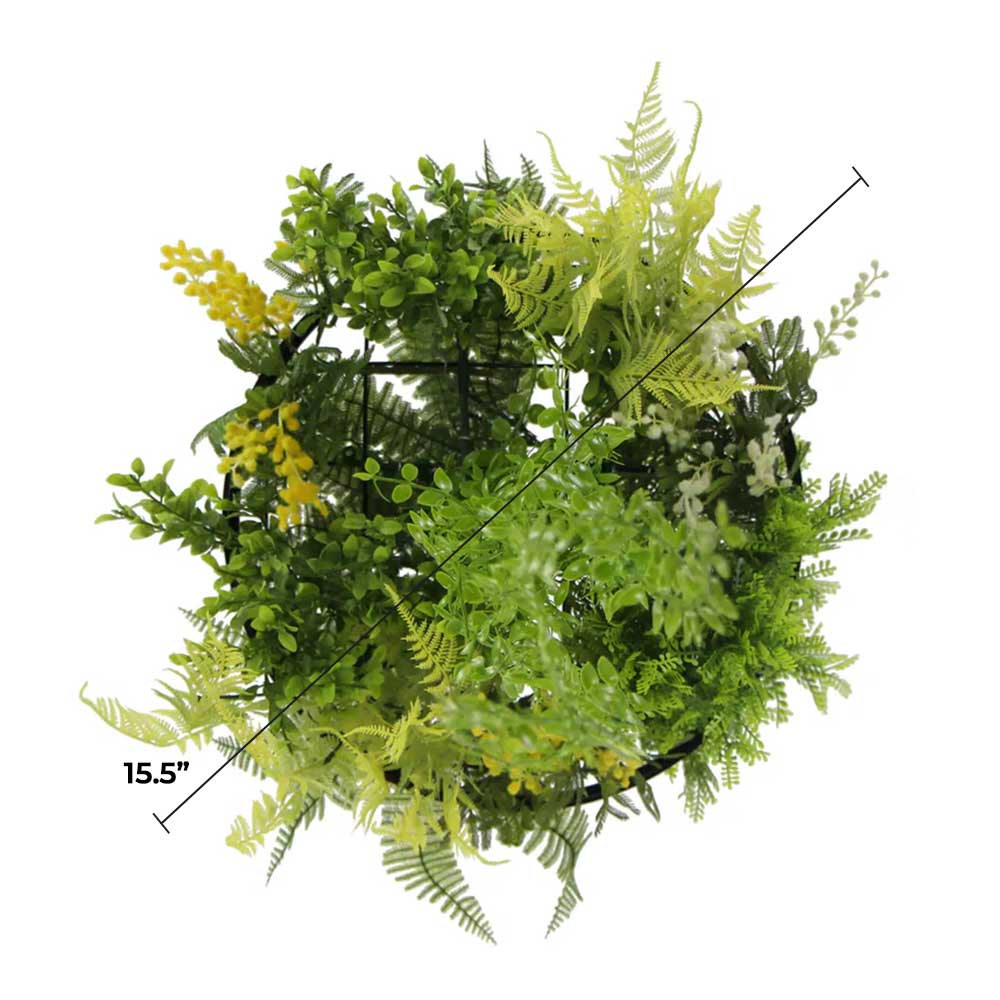 Draping Plant Arrangement Artificial Roof Hanging Disc 15in long – Black Frame – UV Resistant (clearance)