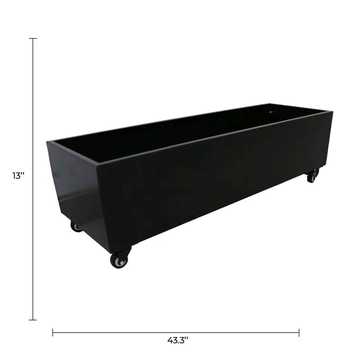Black Metal Planter Medium with Wheels – For Artificial Boxwood Hedges