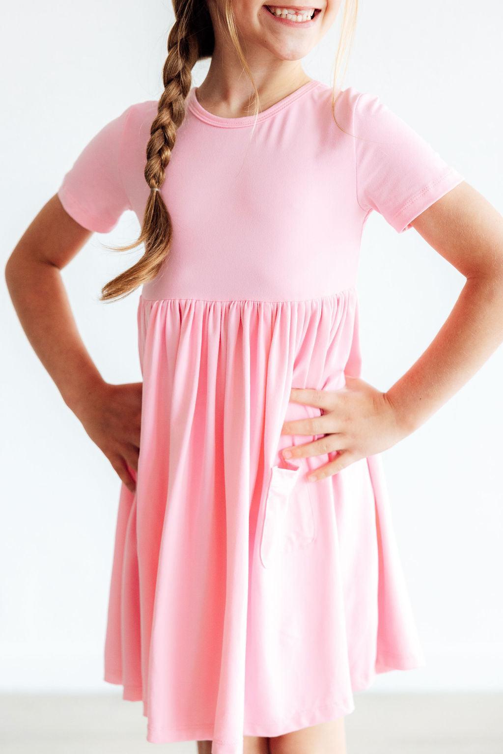 Bubblegum Pink S/S Pocket Twirl Dress