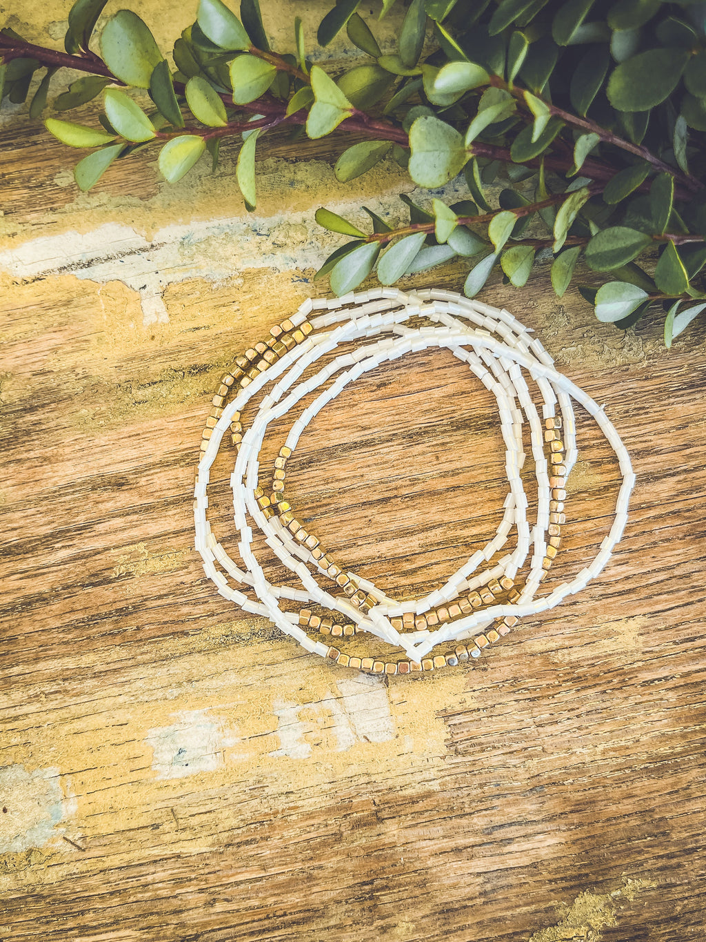 Beautiful White Bead Stacking Bracelet Set