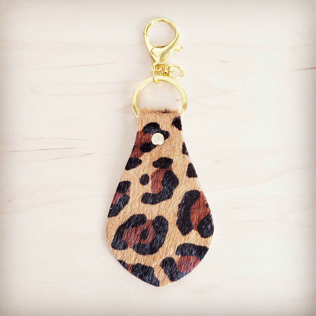 **Hair-on-Hide Leather Key Chain - Leopard 700z