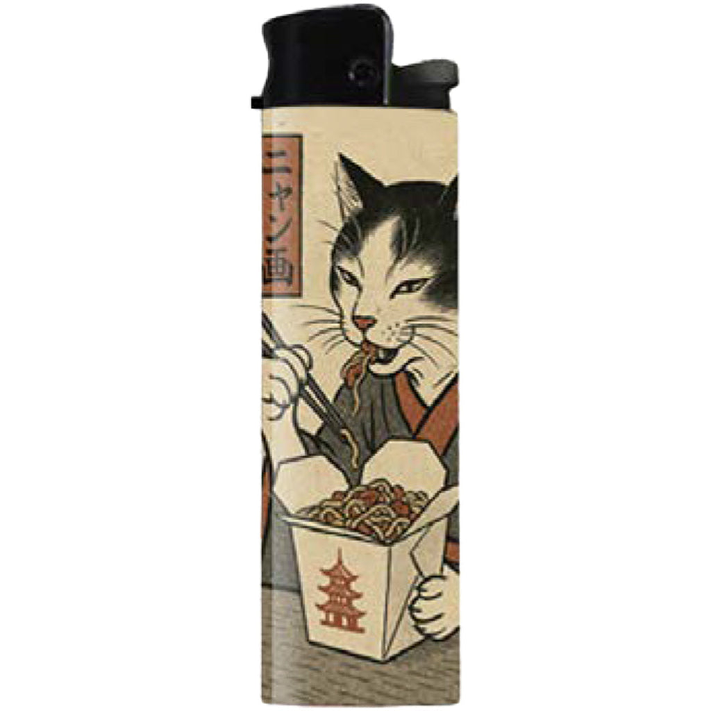Cat with Takeout Japanese Ukiyo-e Style Lighter