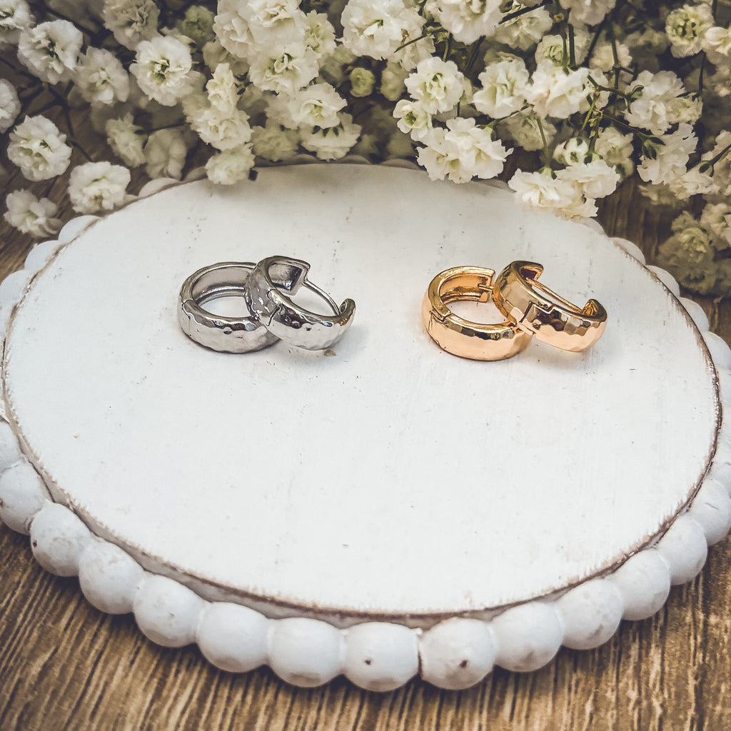 Beautiful Gold or Silver Hammered Hug Earrings