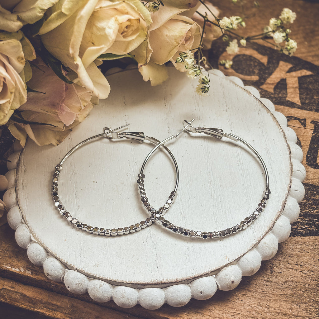 Beautiful Silver Glimmer Hoop Earrings