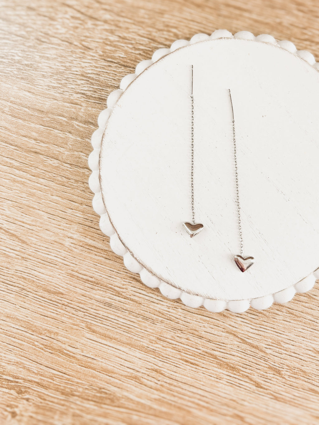 Beautiful Dainty Gold or Silver Heart Drop Earrings