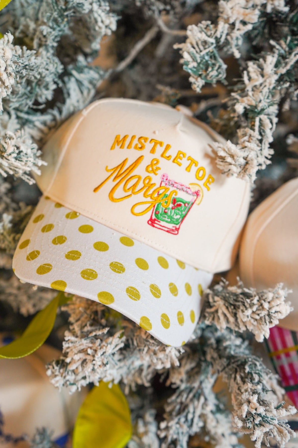 Mistletoe & Margs - Chartreuse Polka Dot Trucker Hat