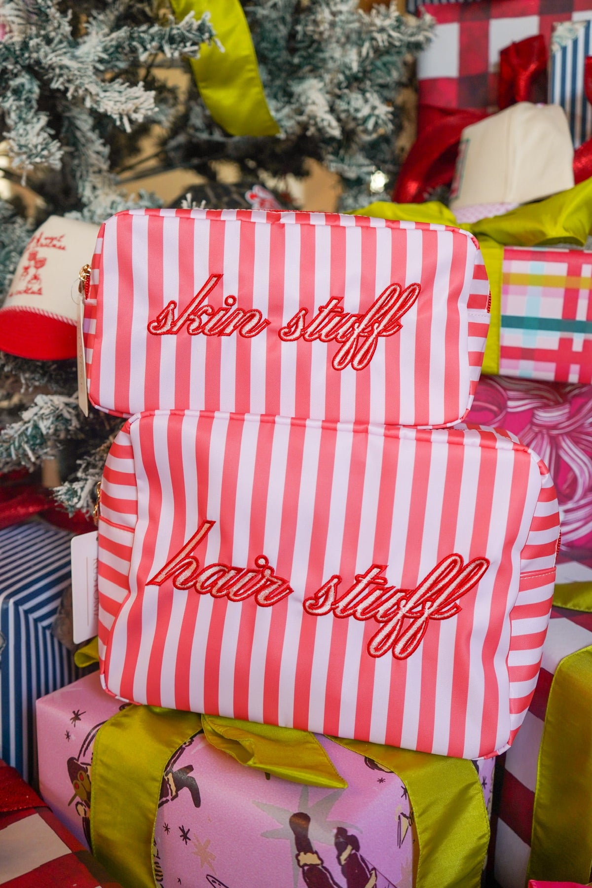 Skin Stuff - Pink & Red Stripes Large Bag