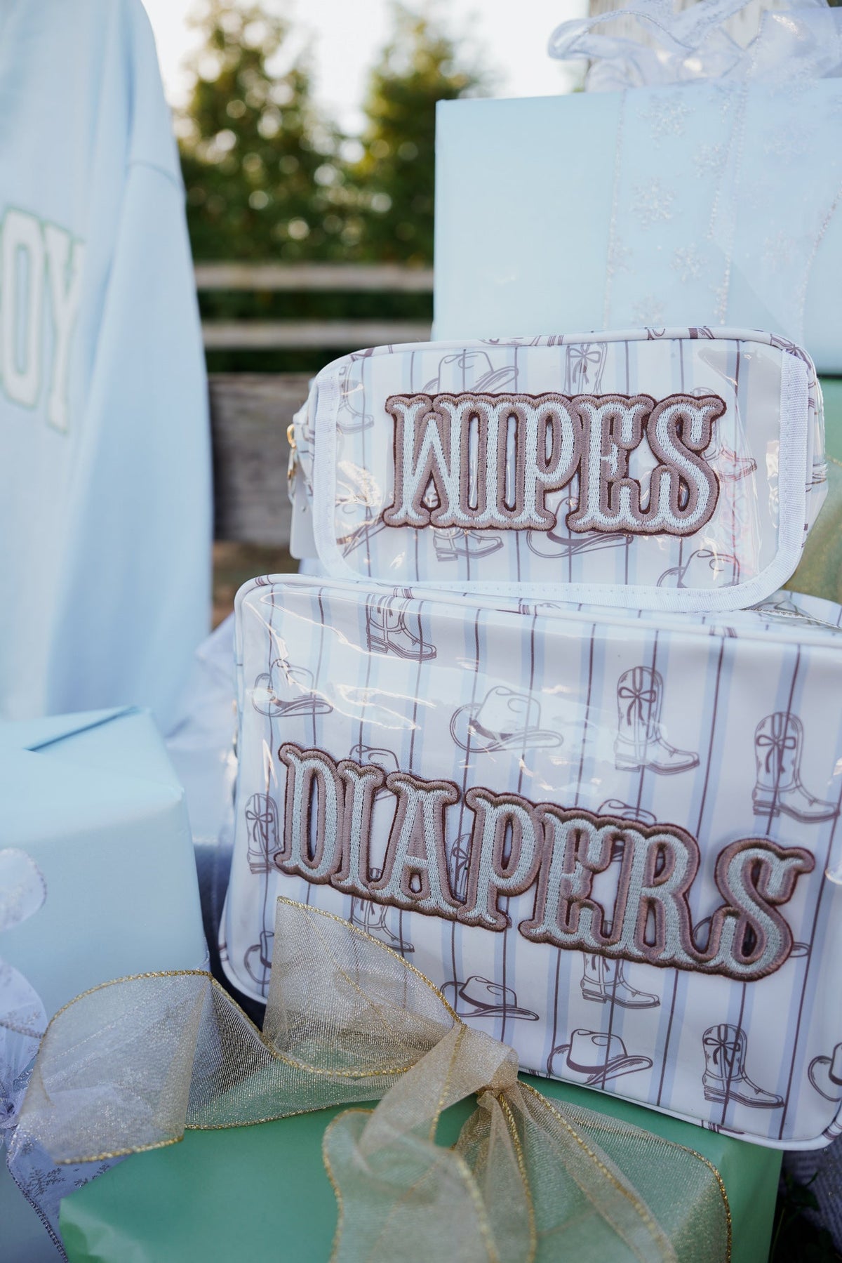 Wipes Pouch - Western Blues Clear Coat Bag