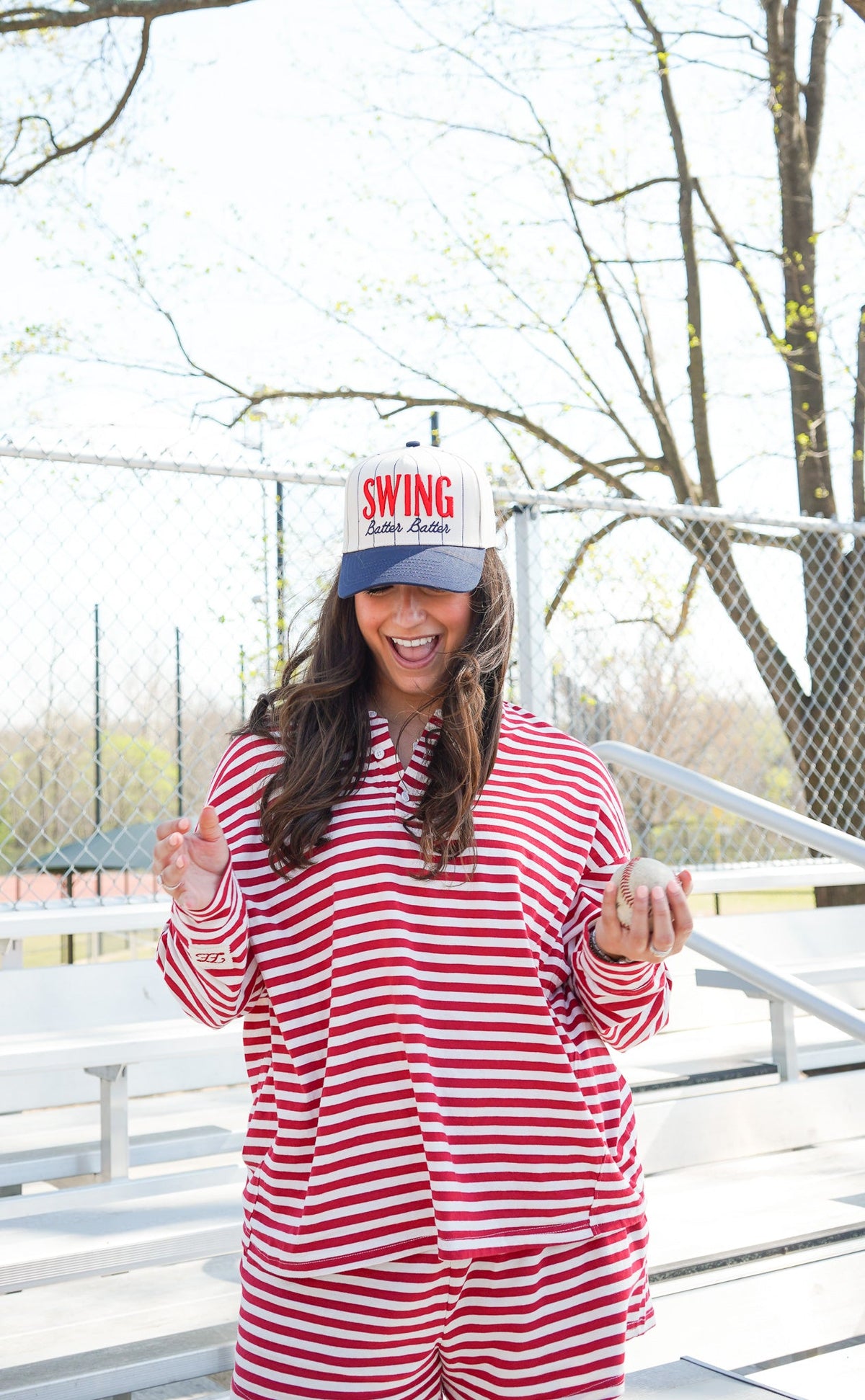 Swing Batter Batter - Navy Pinstripe Trucker Hat