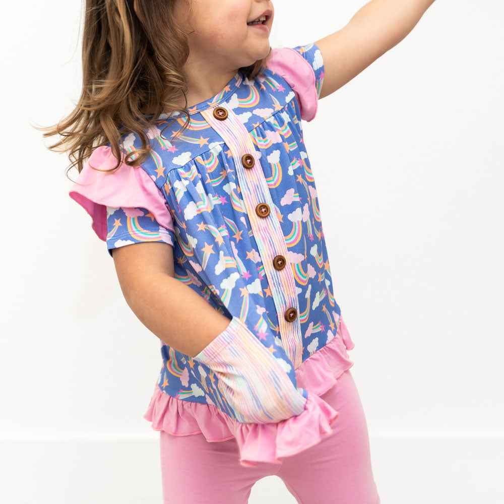 Lavender Rainbows Bamboo Short Sleeve Tunic Top