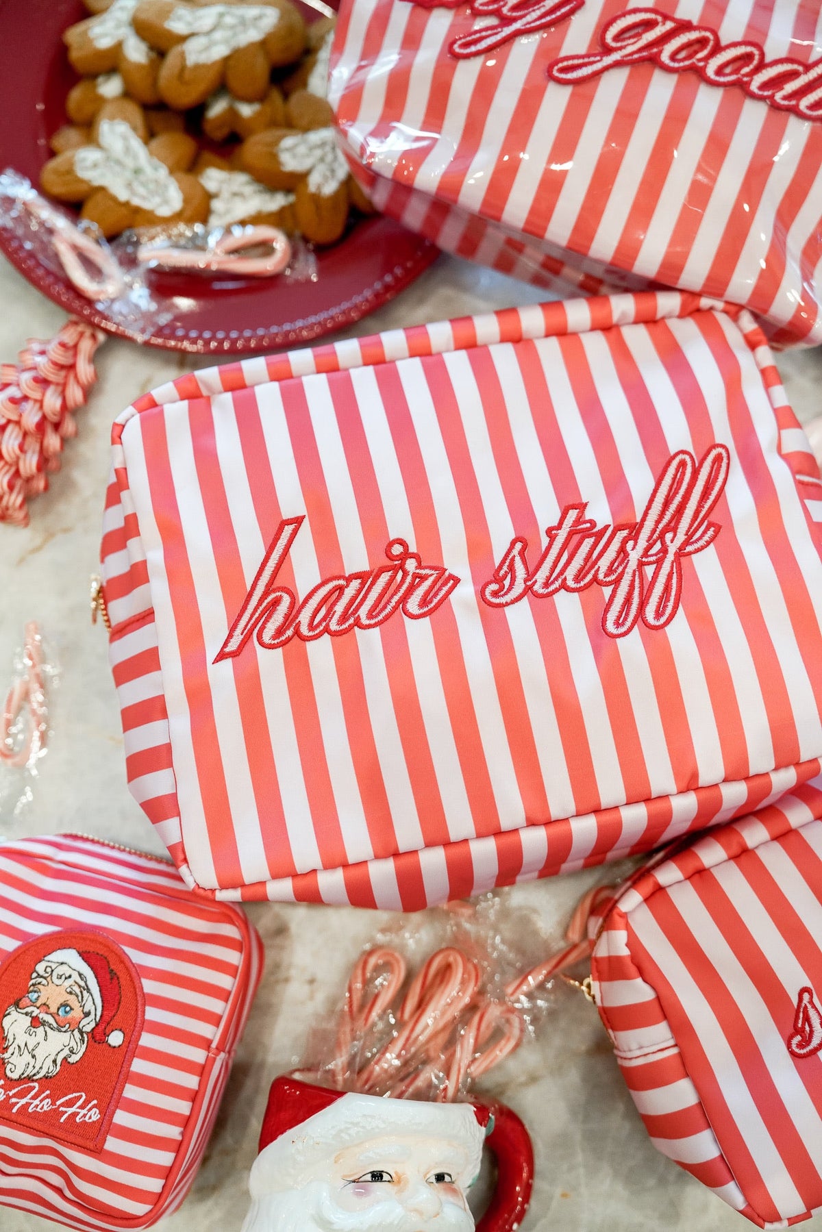 Hair Stuff - Pink & Red Stripes XL Bag