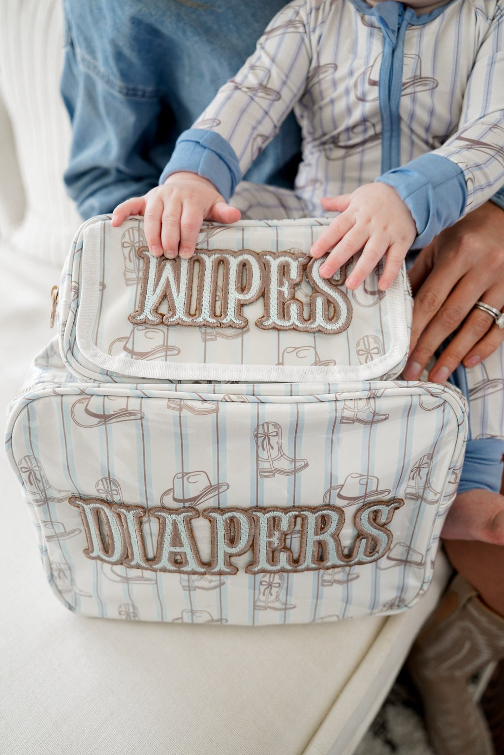 Wipes Pouch - Western Blues Clear Coat Bag