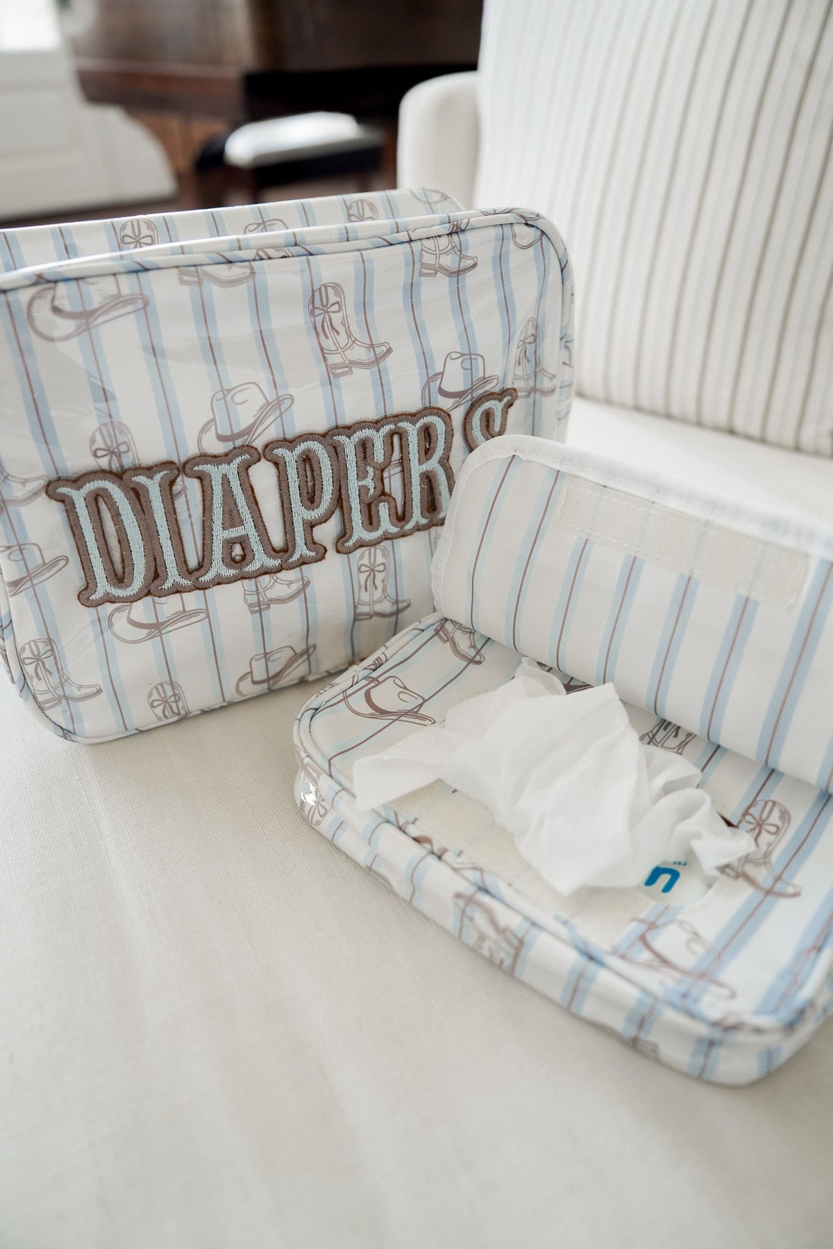 Wipes Pouch - Western Blues Clear Coat Bag