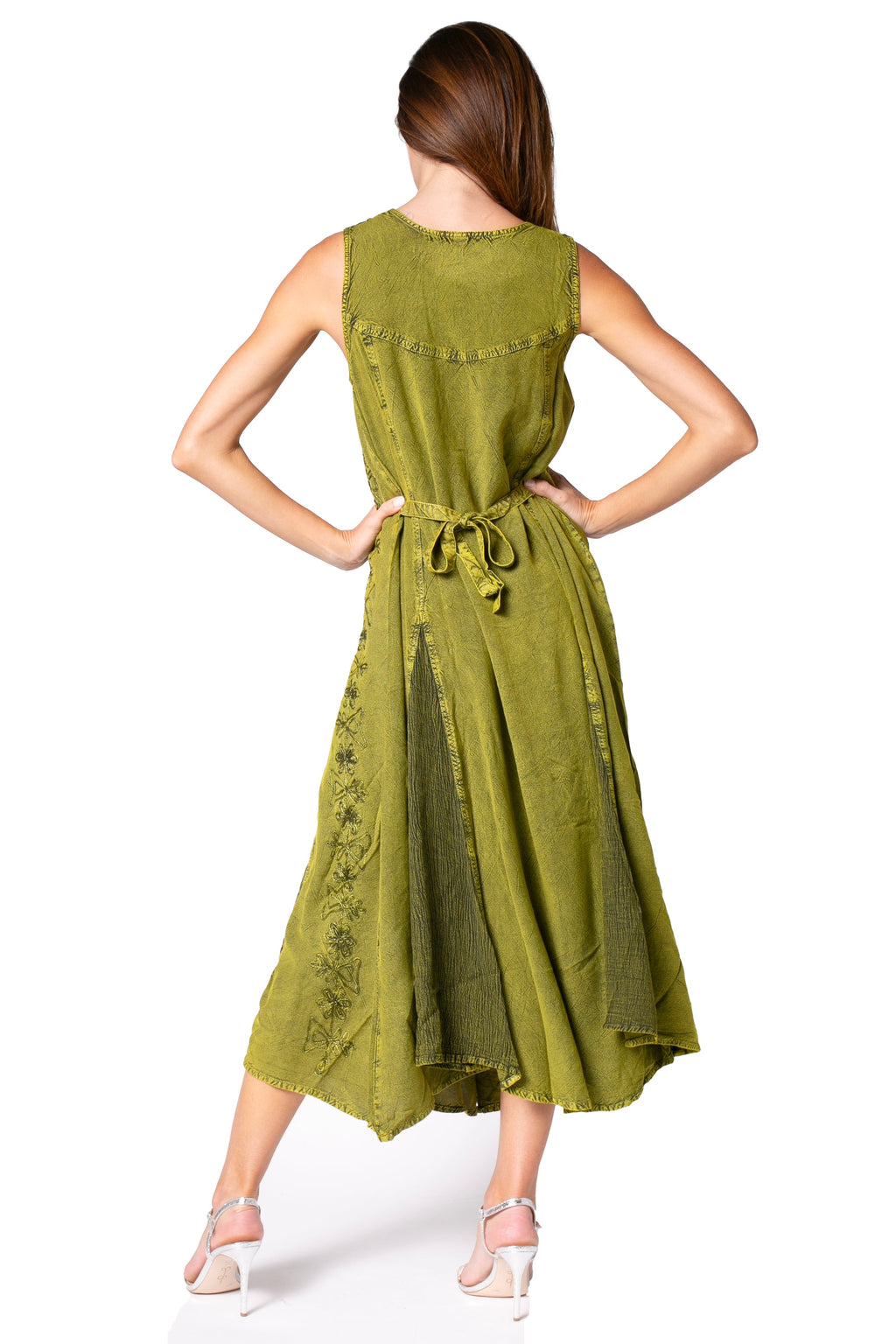 Sakkas Beverlee Embroidered Button Down Sleeveless Caftan Dress