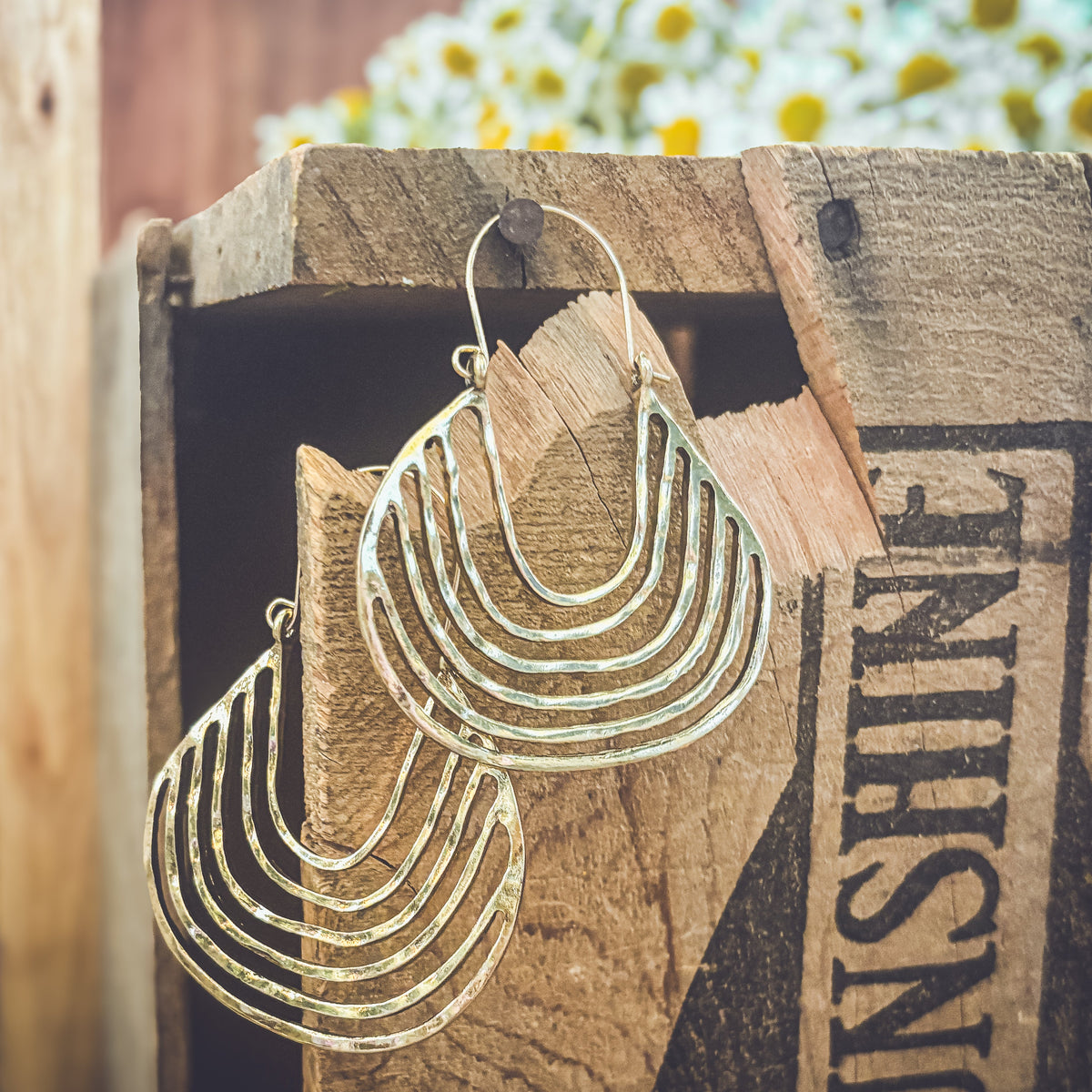 Beautiful Geometric Gold Drop Earrings